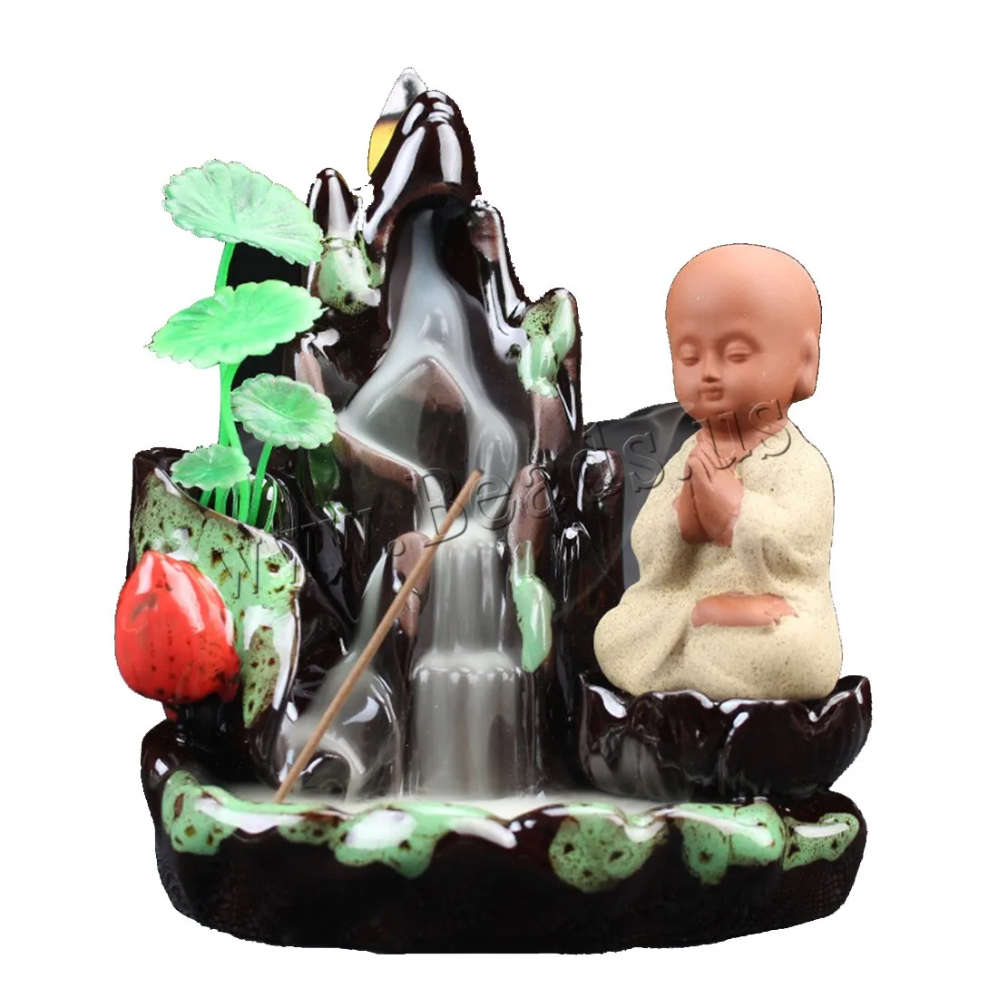 The Little Monk Backflow Incense Burner Glass Flower Pot Plant Container Ceramic Smoke Waterfall Incense Holder Home Decor Gift