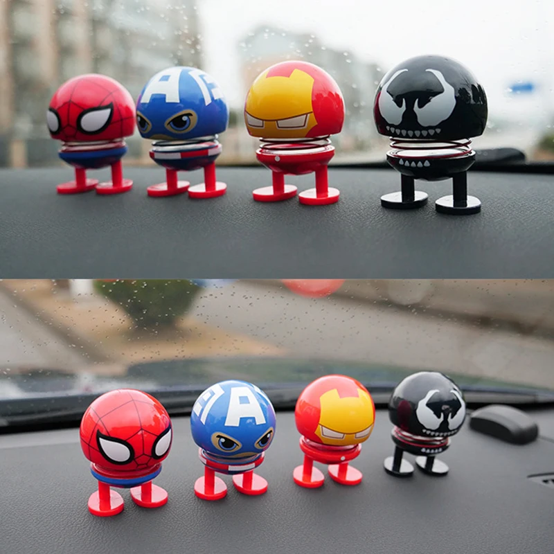 

Shaking Head Toys Car Ornaments Bobblehead Nod Dolls Cute Cartoon Wobble Head Robot Lovely Car Dashboard Decor Auto for Marvel