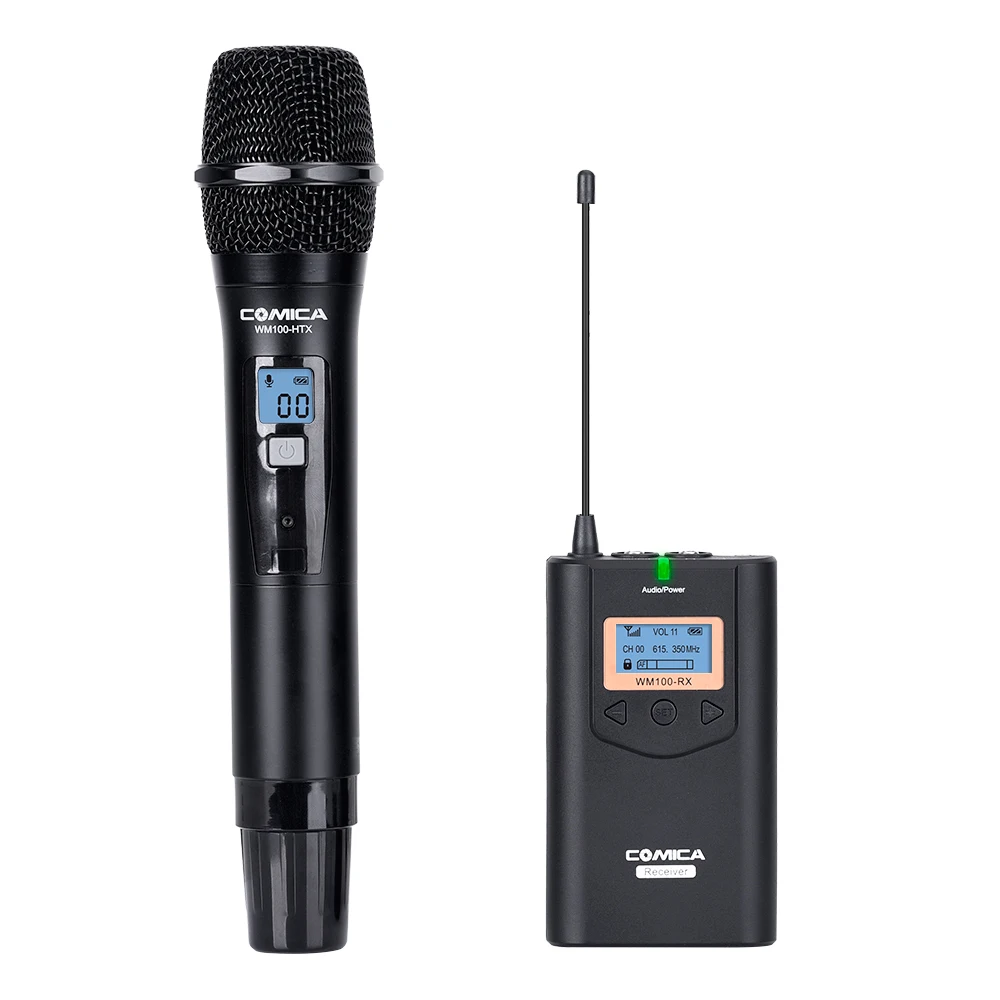 

CoMica CVM-WM100H Professional Wireless Handhold Microphone 48 Channels 100M Work Range Mic for Camera Smartphone IPhone Samsung