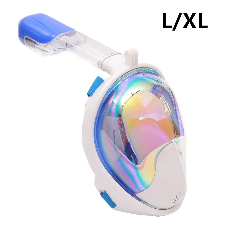 Blue White L XL Новинка, красочная маска для подводного плавания GoPro с покрытием, маска для подводного плавания и подводного плавания, противотуманная маска для подводного плавания - Цвет: Blue White L XL