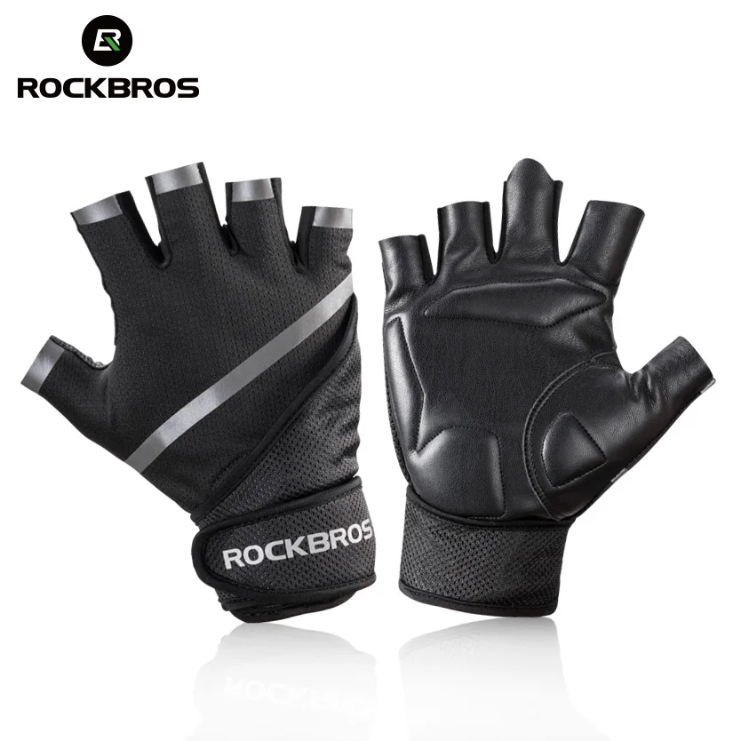 ROCKBORS Gym Hand Half Gloves Anti-Slip Weight Lifting Fitness Gloves Fitness Sports Body Building Half Finger Protective Gloves