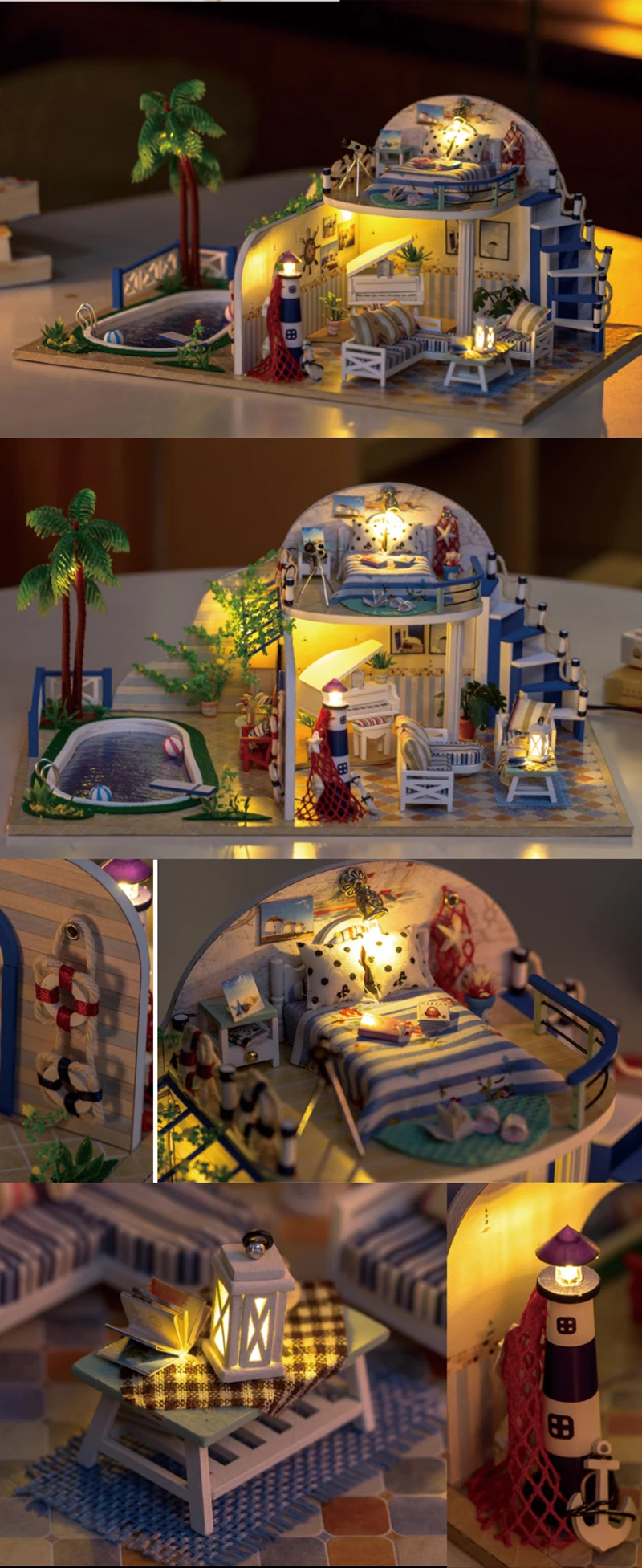 DIY Кукольный дом Миниатюрный Кукольный домик с мебелью деревянная модель ручной сборки Каса игрушки для детей прозрачные летние виллы X003# E