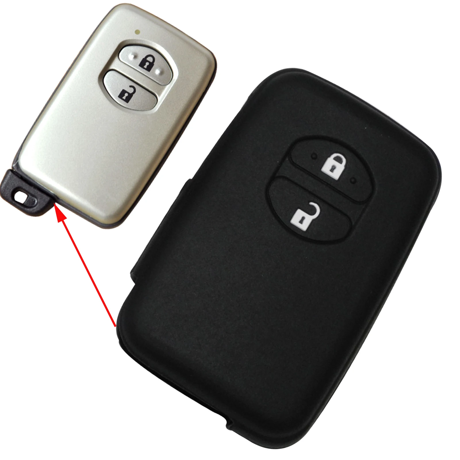 

jingyuqin New Remote Car Key Fob Silicone Case Cover Protector For Toyota Camry Highlander Prado Smart Key 2 Buttons