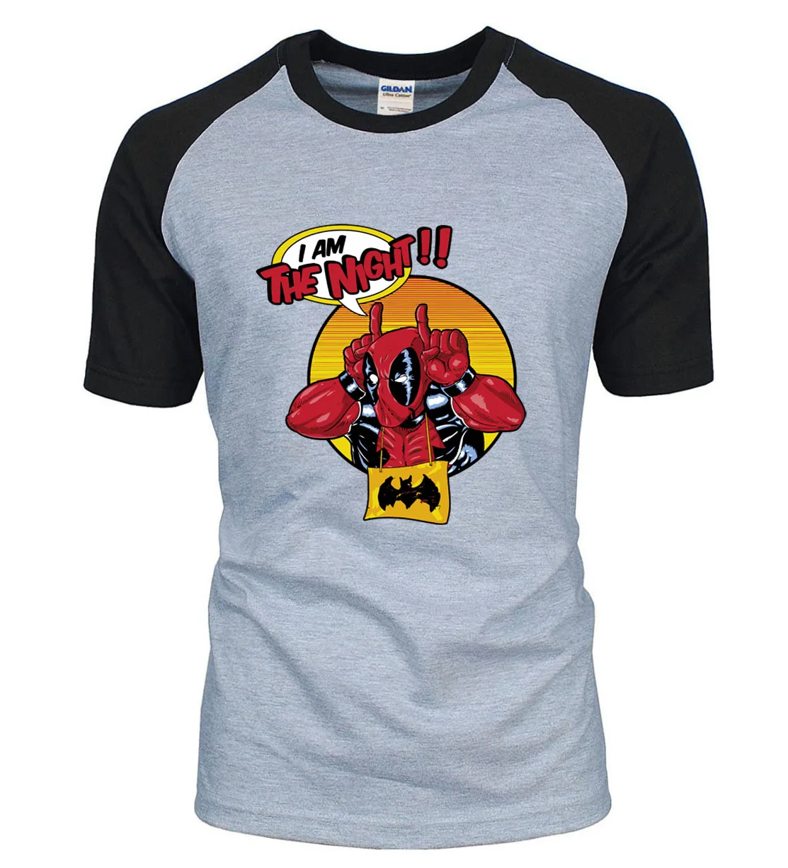 

I Am The Night Superman Deadpool & Batman Funny Men T Shirt 2019 Summer Casual Tops Raglan Round Neck T-Shirt Brand Clothing