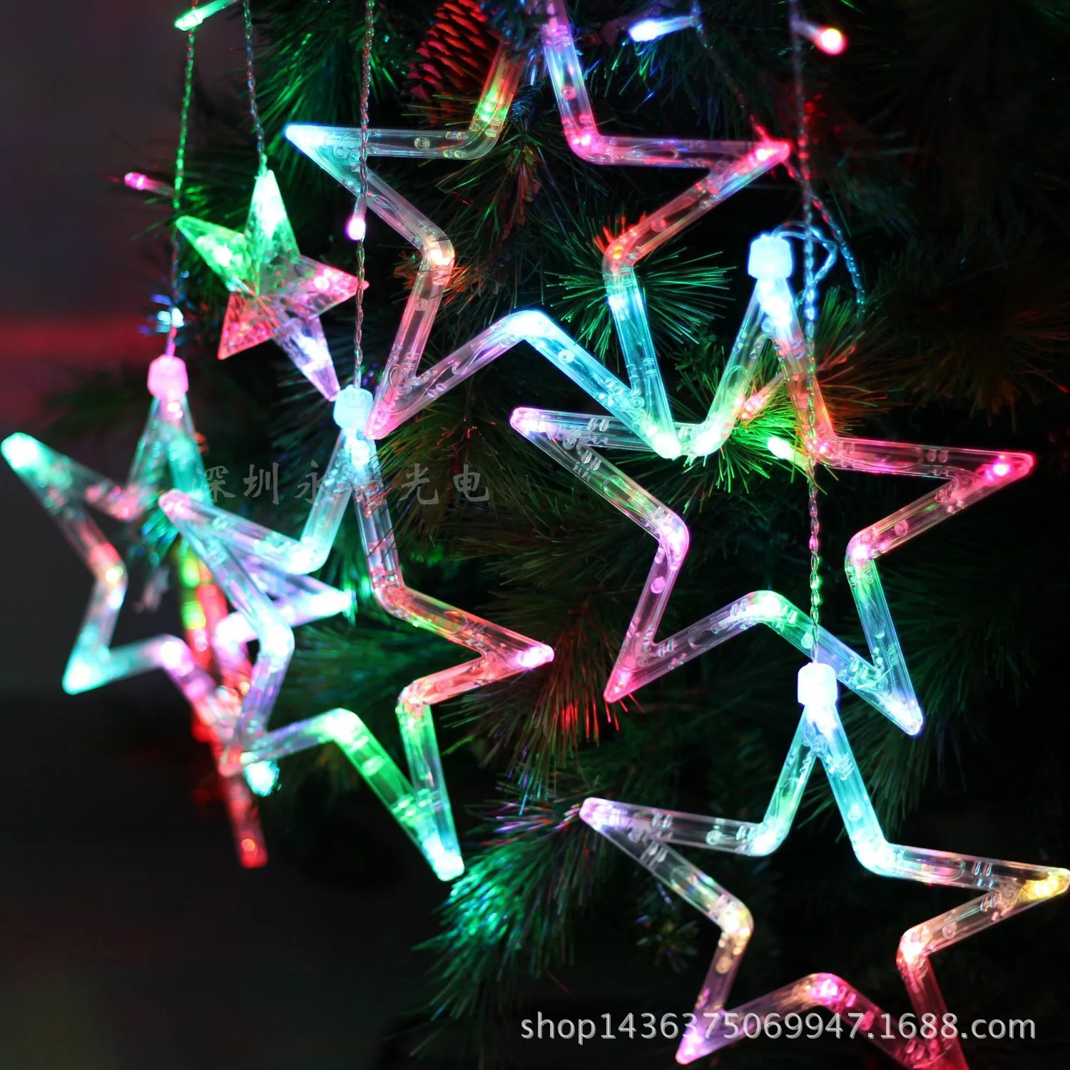 new arrival 10m 100 led Ice Star Light Five Star Wedding Window Decoration string lights for
