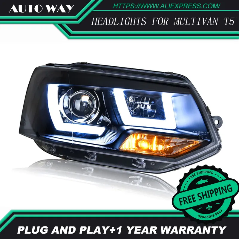 Автомобильный Стайлинг светодиодный HID Rio светодиодный чехол для фары для VW Multivan T5 2012- Биксеноновые линзы ближнего света