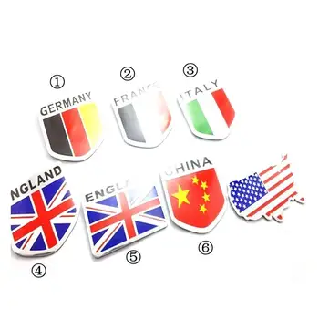 

Metal Aluminum Supercharged Germany France Italy USA UK National Flag Banner Badge Emblem