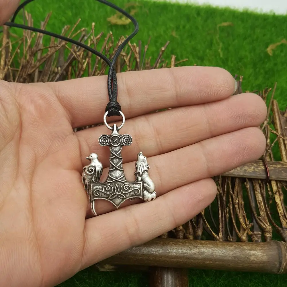 Youe shone Norse Odin Thors Молот Мьёльнир Викинг Волк и кулон с вороном древних птиц