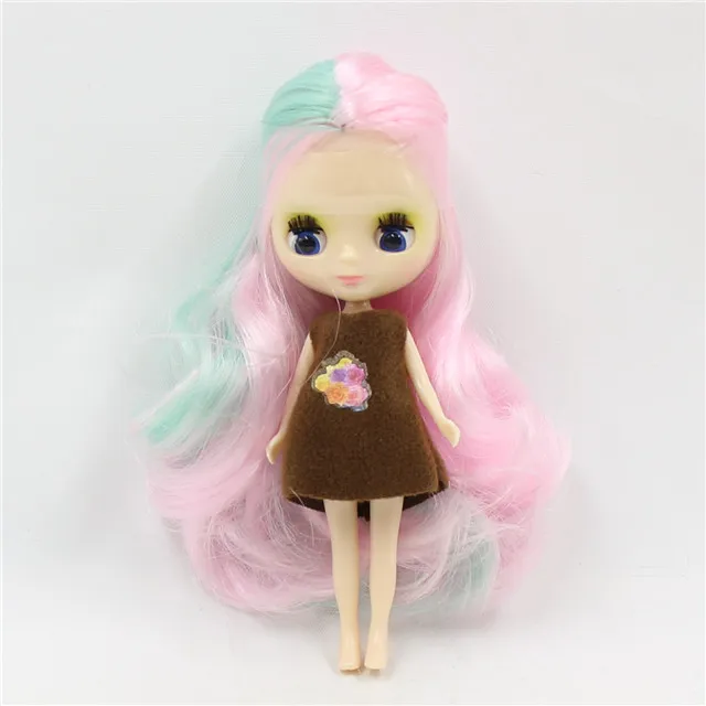 DBS blyth mini doll 10CM BJD normal body doll long hair 10cm toy anime random dress as a gift 17