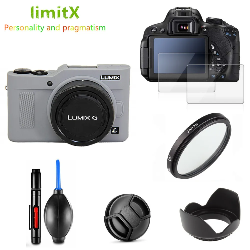 

Full Protect Kit Screen Protector Camera case bag UV Filter Lens hood Cap pen Blower for Panasonic GX800 GX850 with 12-32mm lens
