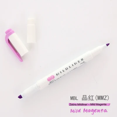 1pcs Kawaii Japanese Zebra Mild Liner Highlighter Pen Fluorescent Double Headed marker Pen Color Mark Pen Cute Stationery - Цвет: MBL MMZ