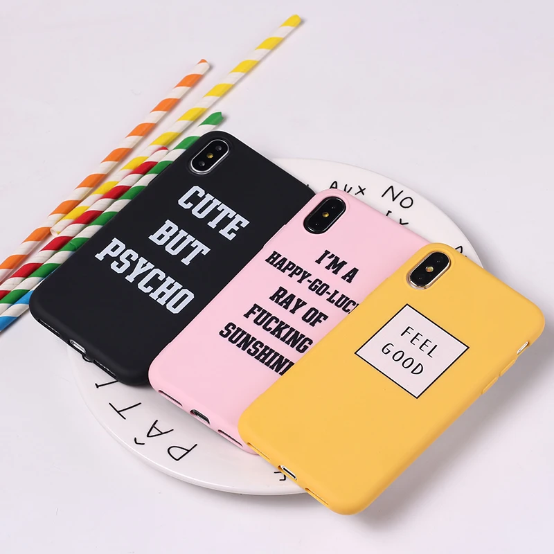 For iPhone 6S 5S SE 8 8Plus X XS Max 7 7Plus Happy Lucky Sunshine Tropical Funny Quote Cute Soft TPU Silicone Candy Case Coque