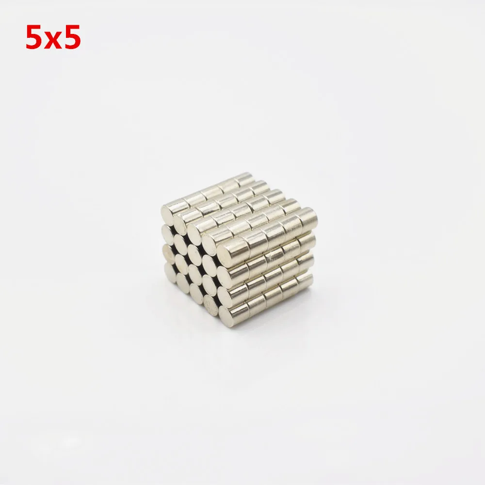 200 шт. Неодимовый Магнит 5x5 мм сильный редкоземельный Мощный, Постоянный небольшой холодильник Круглый Магнит Электромагнит динамик диск 5*5