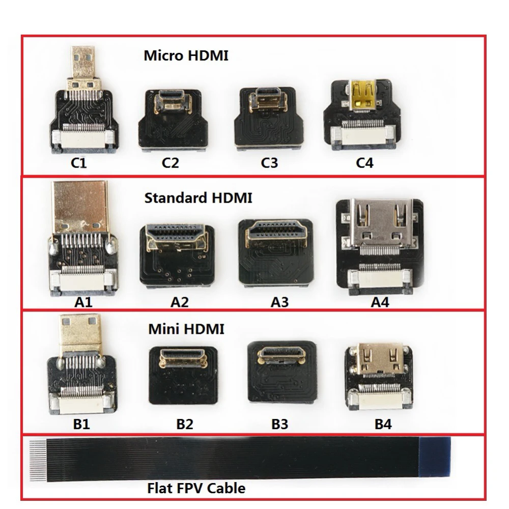 FPV-Micro-HDMI-Mini-HDMI-90-Degree-Connector-FPC-Flexible-Flat-HDMI-Ribbon-Cable-FFC-pitch