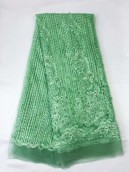 

2019 Latest Luxury 3D Handmade beaded embroidery bridal african lace fabrics manual nail beads french lace fabric YYZ00628