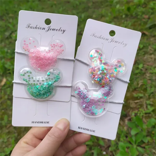 mixed mice head 16 шт./лот Новинка Прозрачный зыбучие пески ПВХ для волос аксессуары для волос, резинки милые блестки вышивка «звёздочки» или «бриллианты» короной детская головная повязка для девочек Головные уборы - Цвет: mixed mice head