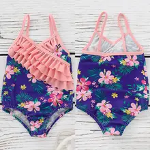 UK летний детский комплект бикини с оборками и цветочным принтом для маленьких девочек, купальный костюм, купальный костюм