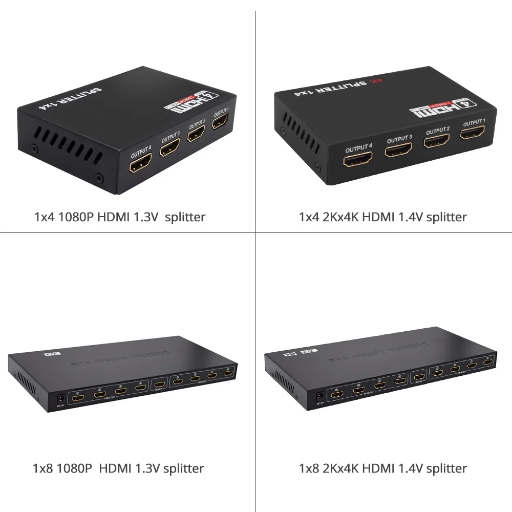 Full HD HDMI split ter 1080P 2K* 4K видео HDMI 1X4 1X8 split 1 in 4/8 Out двойной дисплей Источник питания без переключателя для HDTVDVD PS3 Xbox