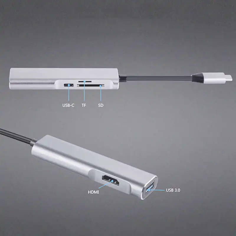Ult-Best 5-в-1 Тип-C концентратор Usb док-станция для Поддержка Hdmi+ Sd/устройство для считывания с tf-карт адаптер Алюминий сплав мульти-функциональный Usb-C Conver