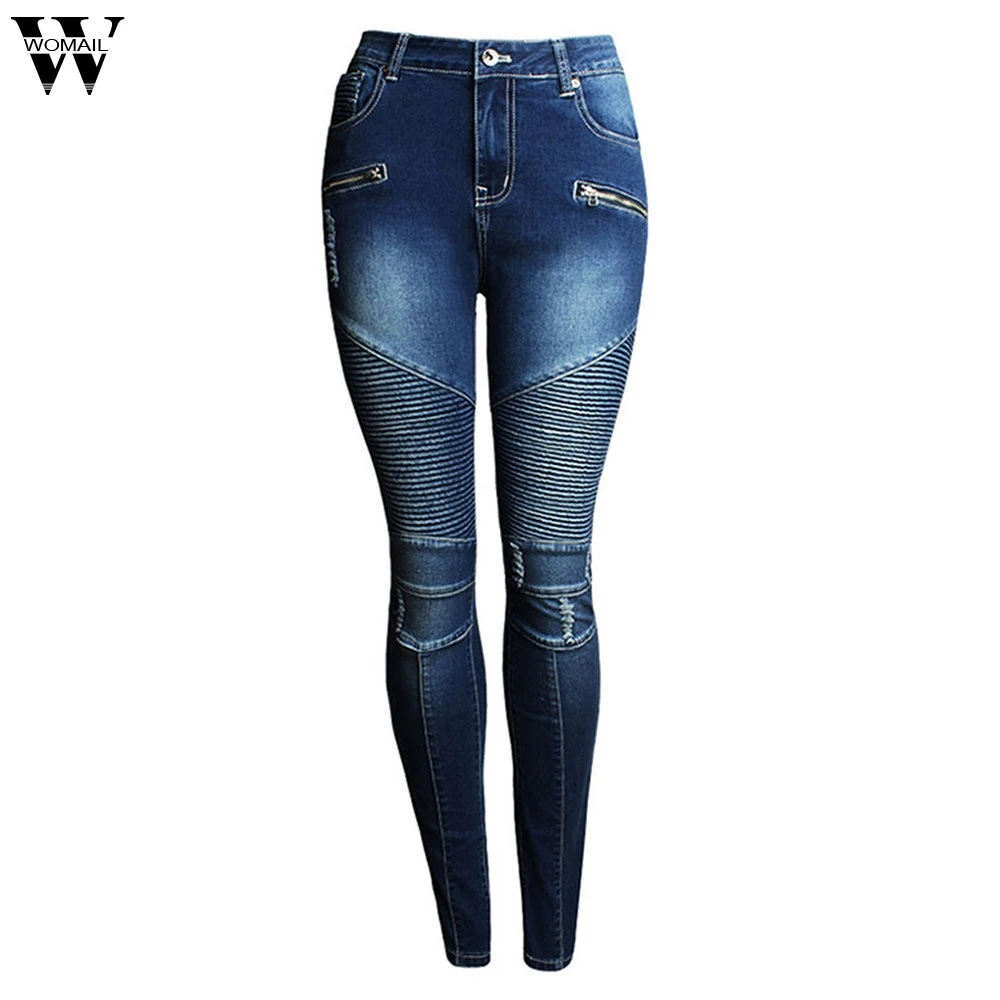 WOMAIL 2017 Fashion Women`s Motorcycle Biker Zip Mid High Waist Stretch