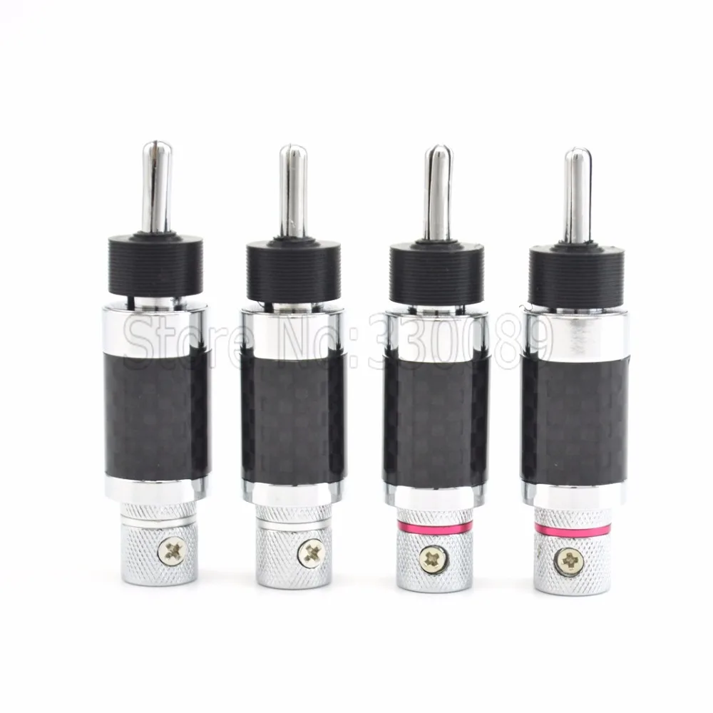 Free shipping 4pcs font b Speaker b font Cable Banana Plug Rhodium Plated Carbon Fiber Plug