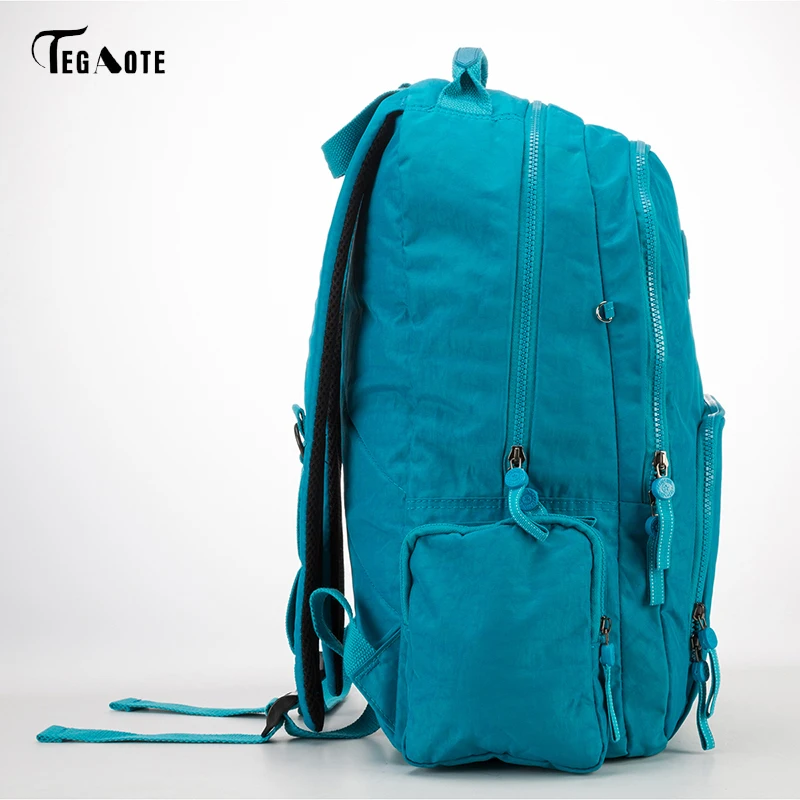 Tegaote clásico nylon mujer mochila marca mochila del cuaderno del ordenador portátil para estudiantes universitarios impermeable mochila escolar