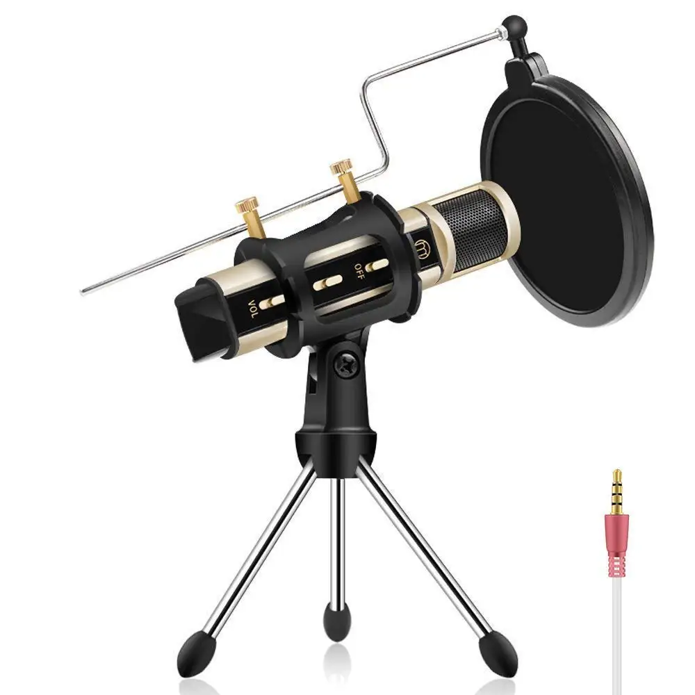

Portable Microfone PC/Mobile phone Microfone 3.5mm Audio Condensor Studio Microphone Mini Karaoke Singing Microphone Kit W/Stand