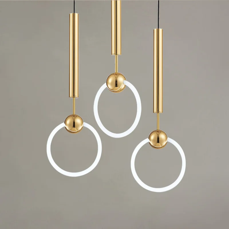 

LukLoy Postmodern Pendant light Nordic Modern Circle Creative Restaurant Bar Cafe Aisle Bed Beside Single Head Ring LED Lamp
