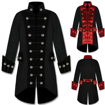 

Renaissance Men's Coat Medieval Clothing Solid Color Fashion Steam Punk Vintage Men's Uniform Viking Costume