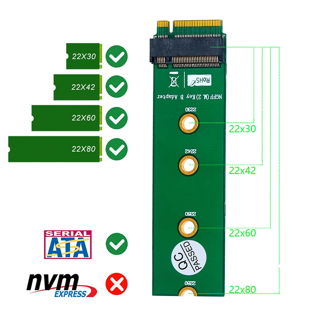 H1111Z Add On Card Converter M.2 NGFF Key B to Key B Adapter M.2/M2 NGFF Raiser Riser Card for SATA-bus SSD 3G/4G LTE Module NEW