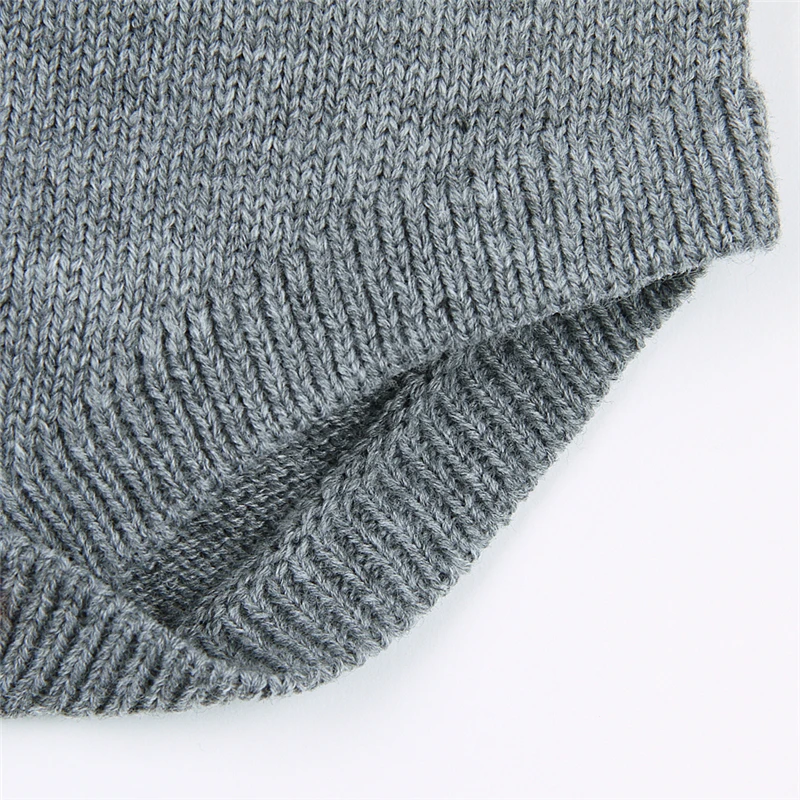 Newborn Christmas Baby Bodysuit Knitted Sleeveless Funny Cartoon Infantil Bodysuit Winter Toddler Girl Boys Onsies Jumpsuit gray-6