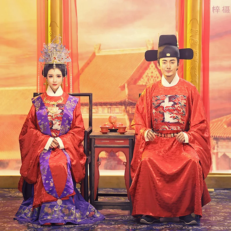 High quality Hanfu costume Movie TV costume ancient China couple wedding Robe dress Chinese wedding Gown studio photo apparel couple maternity photography props maternity gown lace maternity dress fancy shooting photo any season pregnant dress plus