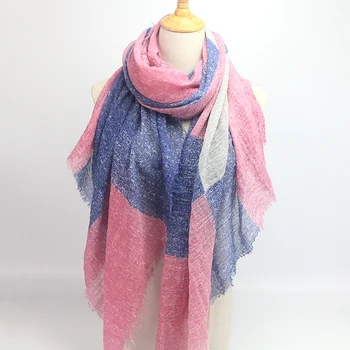 

zaNewest Unisex Soft Warm Women Linen Cotton Blend Long stripe Print Scarf Shawl Lady Stole Bubble Winter Men Scarf