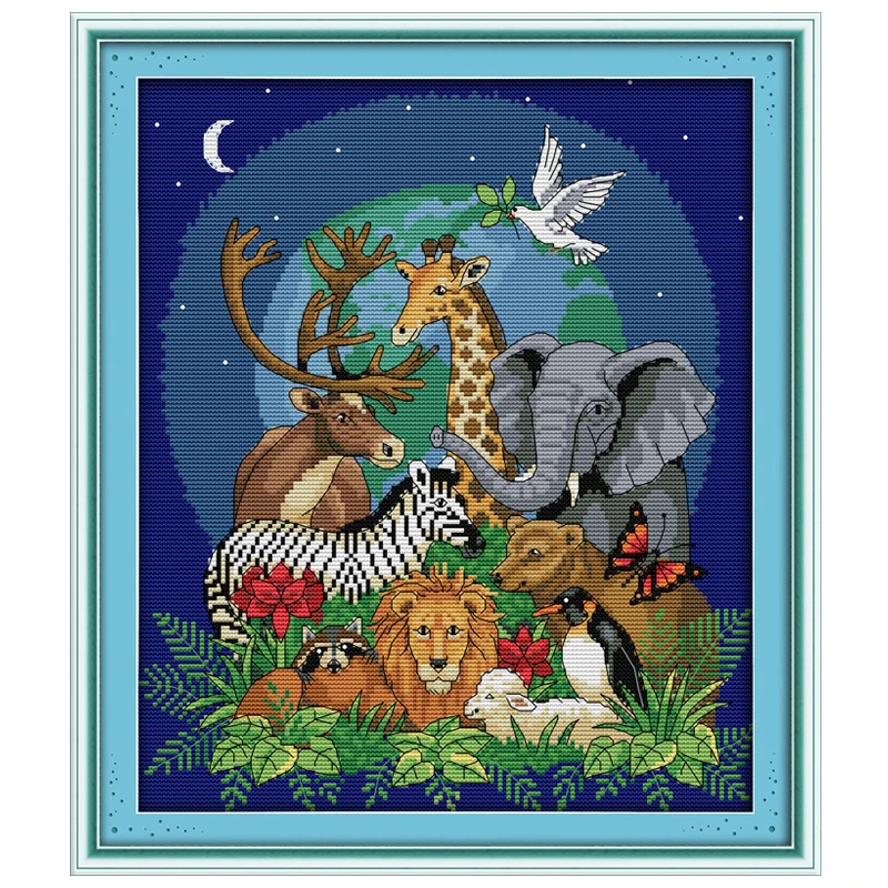 

Animal World Patterns Counted Cross Stitch 11CT 14CT Cross Stitch Set Wholesale Chinese Cross-stitch Kit Embroidery Needlework