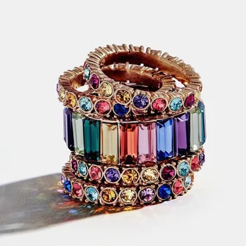 

Miwens New BB Crystal Sone Colorful Rings For Girls Trendy Factory High Quality Metal Wedding Statement Jewelry Accessories A803