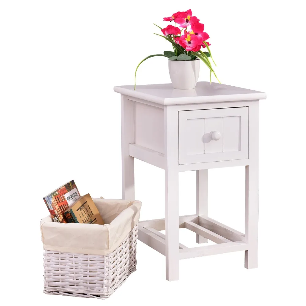 Mesita دي نوش يخدع 1 cesta دي mimbre + 1 كاجون دي ماديرا دي almacenamiento dormitorio mueble HW53787