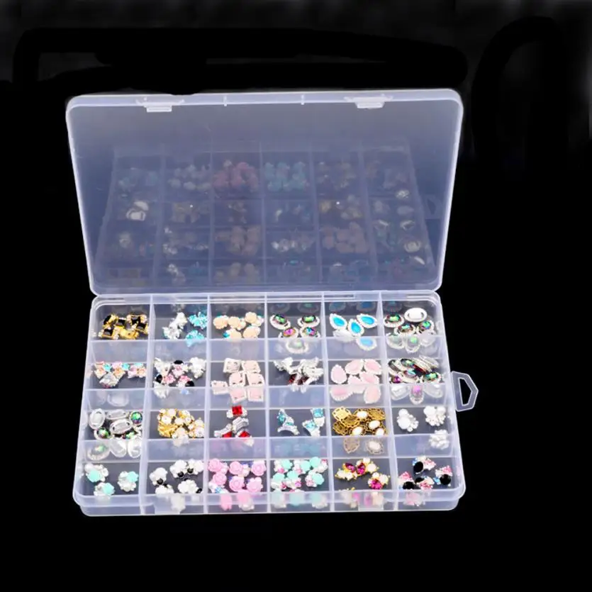 

24 Slots Adjustable Jewelry Storage Box Case Craft Organizer Beads Multi Grids Transparent Plastic Storage Box Portable 50p