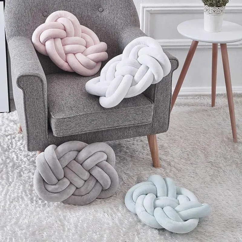 INS Handmade Knot Cushion Knotted Ball Pillow Europe Style Kids Bed Pillows Stuffed Toys