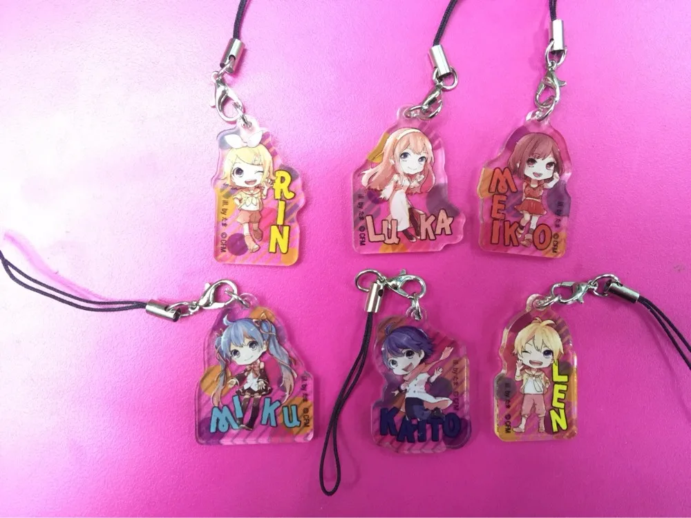 6pcs/ lot Anime Hatsune Miku acrylic Keychain action figure toys gifts