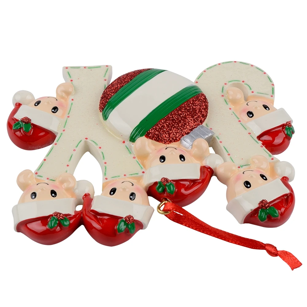 Joy Family Members of 6 Personalized Christmas Holiday Ornaments