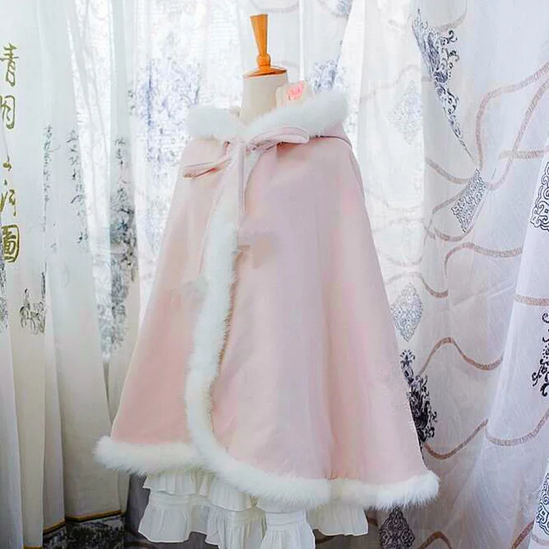 

child Hooded Long Floor Length Cape Wedding Cloaks Faux Fur Jacket For Winter Kid Flower Girl Children Outerwear Wedding Cloak
