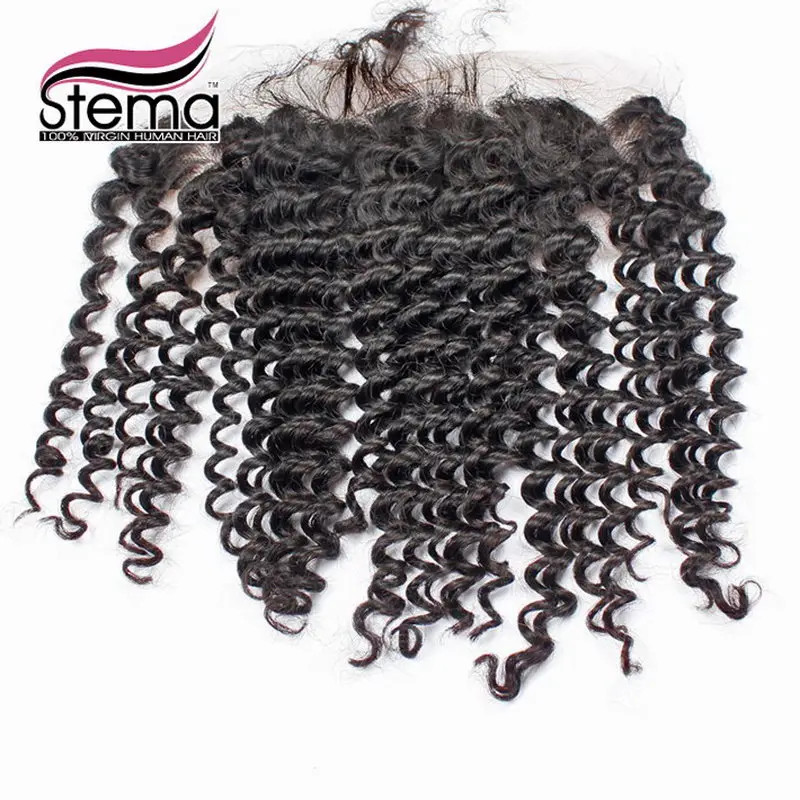 

Free Shipping 4X13 Brazilian Virgin Hair Deep Wave Lace Closure Free Parting 4X13 Size Swiss Lace Brazilian Deep Wave Closure