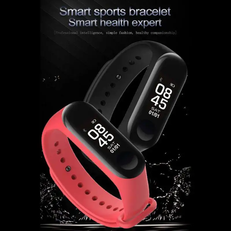 

M3 Smart Bracelet Bluetooth Bracelet Supports Multi-Language for Android /iOS with Heart Rate Sleep Monitoring Message Reminder