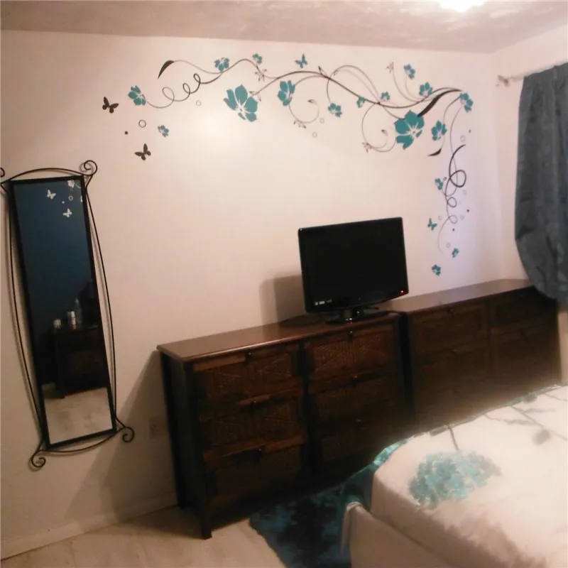 J3 большая бабочка, цветок, Лиана, виниловые съемные наклейки на стену, дерево, настенные художественные наклейки, Фреска для гостиной, спальни, домашний декор
