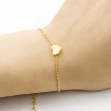 Золотой браслет в форме сердца, серебряные ювелирные изделия ручной работы из нержавеющей стали, регулируемый браслет на удачу для женщин и детей, браслеты