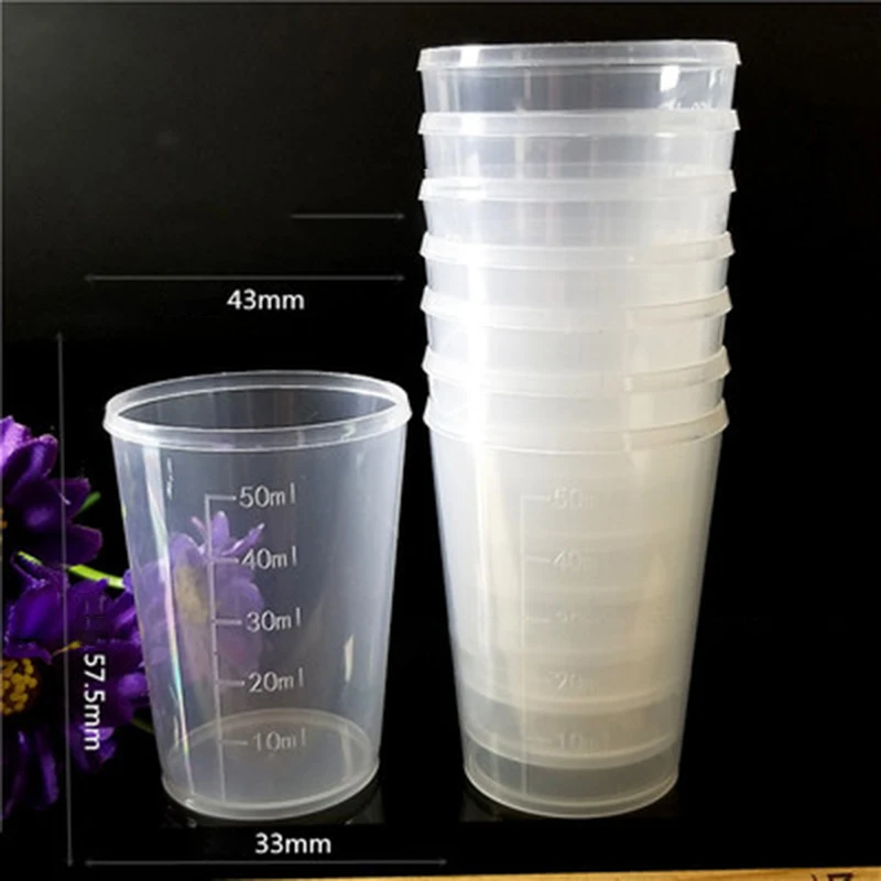 10 шт. 50 мл мерные стаканчики прозрачные пластиковые медицинские градуированные мерные стаканчики контейнер со шкалой AU
