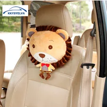 KKYSYELVA Car Headrest Neck Pillow Cute Car Pillows Seat Support Animal pillow Lion pillow for kids Interior Accessories