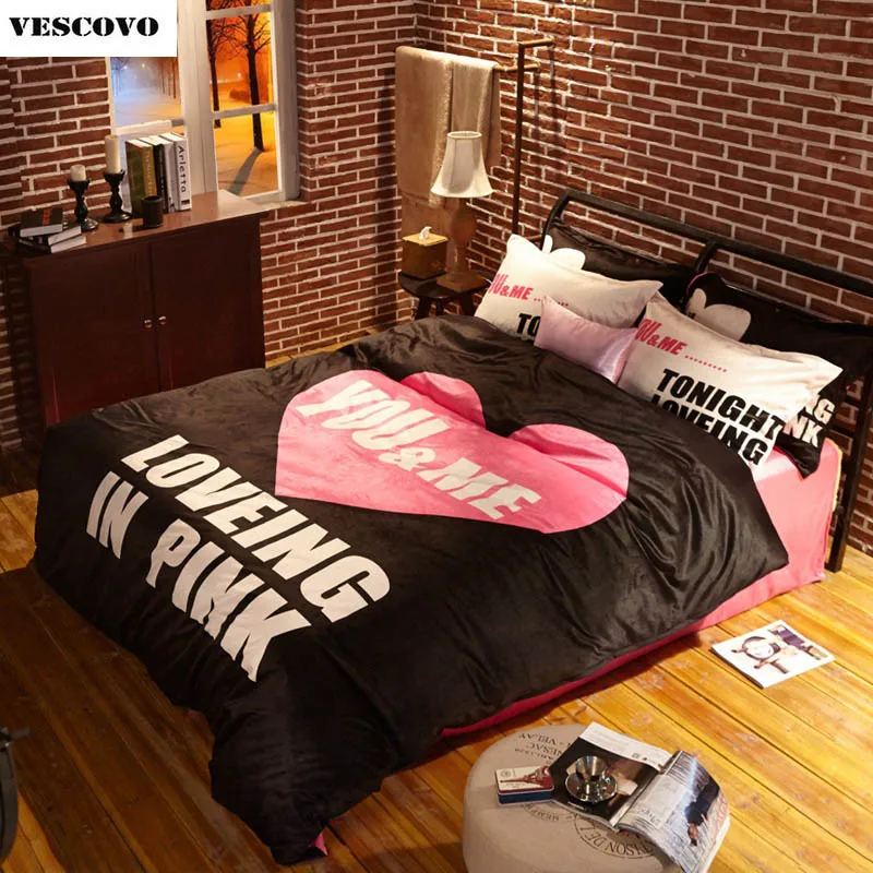 Us 90 25 5 Off Vs Pink Winter Bedding Set Velvet Bedlinen Duvet Covers Bed Sheets Clothes Female Bedspreads Queen Size In Sets From Home