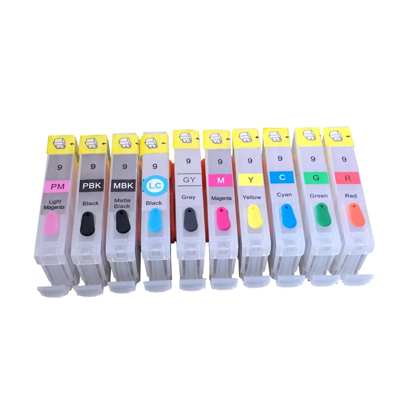 

10pcs/lot PGI-9 PGI9 Refillable ink Cartridges for Canon PIXMA iX7000/MX7600 Pro 9500 Pro9500 printer with chips 10 colors