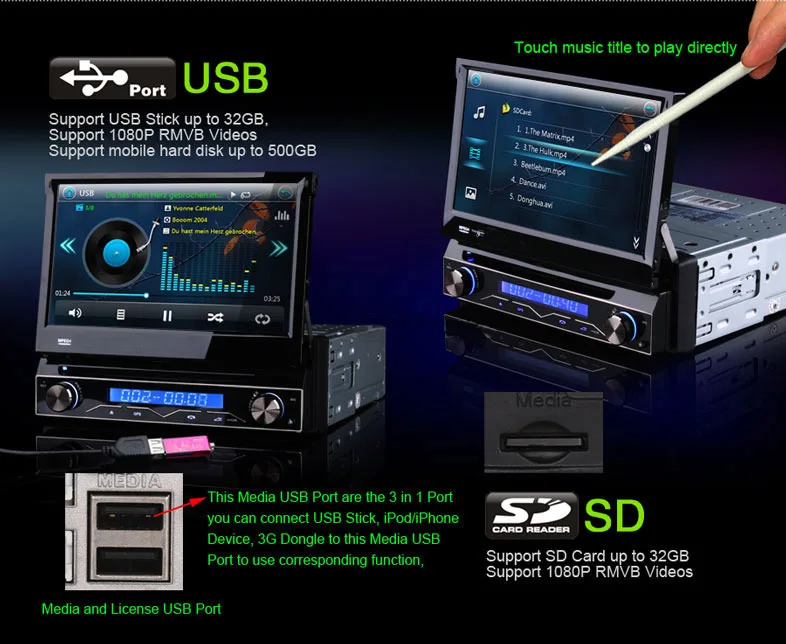 Best Universal 7" 1Din auto retractable panel Car DVD GPS navi system with DVBT 3G WiFi TV DVR RDS AM FM SWC 4X50W DK7088 7 Best Universal 7" 1Din auto retractable panel Car DVD GPS navi system with DVBT 3G WiFi TV DVR RDS AM FM SWC 4X50W DK7088 7